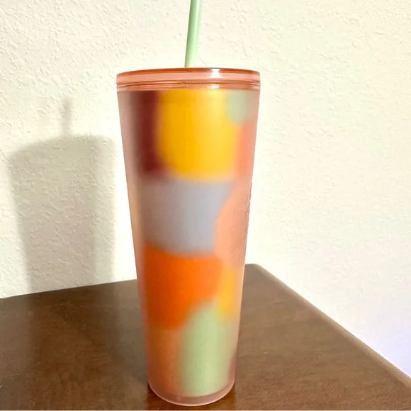 Starbucks Multicolor Patterned Peach Coral Soft Touch Target Tumbler • 24oz - Picture 5 of 6